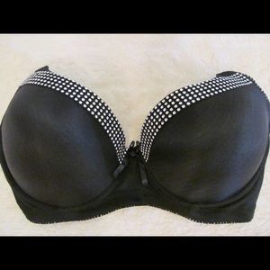New Gorgeous Black Bling Push Up Bra 46DDD